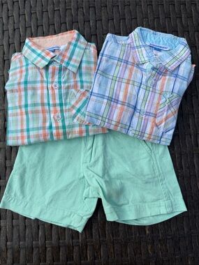 RuggedButts Button-Up Shirts (2) and Matching Shorts Set